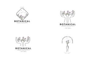 astratto minimal moderno femminile botanico floreale organico logo design vettore