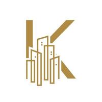 iniziale K oro città logo vettore