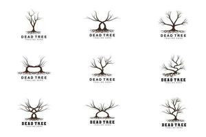 albero logo disegno, morto albero illustrazione, selvaggio albero taglio, globale riscaldamento vettore, terra siccità, Prodotto marca icone vettore