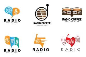 caffè Radio logo, Podcast Radio disegno, caffè icona, caffè bar logo Prodotto marca vettore