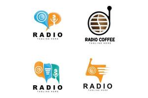 caffè Radio logo, Podcast Radio disegno, caffè icona, caffè bar logo Prodotto marca vettore