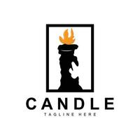 candela logo, fiamma illuminazione disegno, ardente lusso vettore, illustrazione modello icona vettore