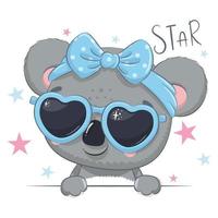 illustrazione animale con koala ragazza carina con gli occhiali. vettore