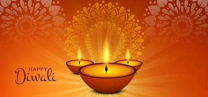 illustrazione di bruciare diya su sfondo felice vacanza diwali vettore