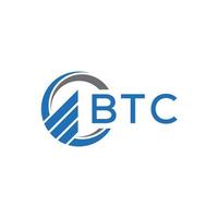 BTC piatto contabilità logo design su bianca sfondo. BTC creativo iniziali crescita grafico lettera logo concetto. BTC attività commerciale finanza logo design. vettore