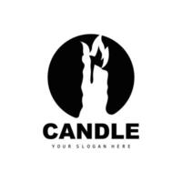 candela logo, elegante romantico candela leggero cena fiamma leggero disegno, tradizionale terme candela vettore