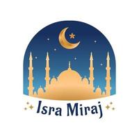 Isra Miraj clipart moschea illustrazione saluto carta design vettore