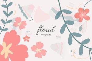 floreale vettore sfondo. carino sfondo design con delicato rosa fiori, le foglie e macchie. minimalista, primavera botanico illustrazione adatto per tessuto, stampe, copertina arte.