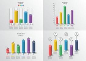 grafici e grafici impostati. statistica e dati, concetto di business iinfografico. per contenuto, diagramma, diagramma di flusso, passaggi, parti, infografiche della sequenza temporale, flusso di lavoro, grafico. vettore