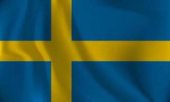 bandiera di Svezia, con un' ondulato effetto dovuto per il vento. vettore