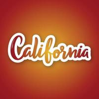 california - frase scritta disegnata a mano. adesivo con scritte in stile taglio carta. vettore