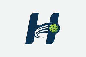 lettera h logo con in movimento pickleball vettore