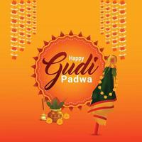 felice gudi padwa card design vettore