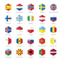 Europa bandiera icone. esagono piatto design. vettore