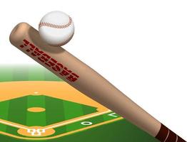 gli sport di legno baseball pipistrello colpi volante sfera. americano nazionale sport. attivo stile di vita. realistico vettore sfondo