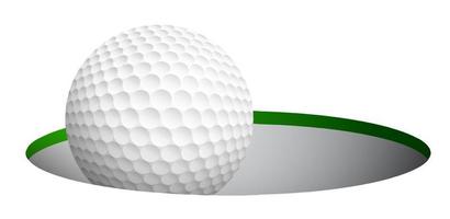 gli sport golf palla rotolamento e cascate nel buco su campo dopo preciso colpo. attivo stile di vita. realistico vettore