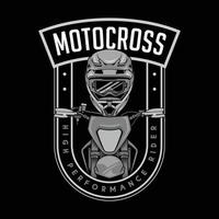 motocross con un simbolo di moto e casco. vettore premium