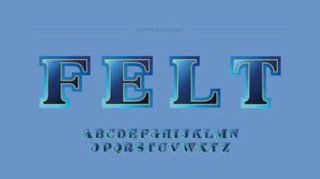 serif blu solido astratto pendenza testo effetto font. carino pastello stile alfabeto lettere vettore