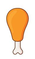 carino fritte pollo veloce cibo icona clipart nel piatto cartone animato vettore illustrazione