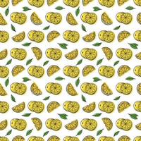 tropicale senza soluzione di continuità modello con giallo limoni e Limone fette mano disegnare illustrazione vettore