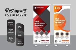 cibo e ristorante roll up banner design template set vettore