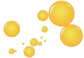 d'oro, giallo olio gocce, bolle vettore illustrazione. olio e acqua bolle sfondo.