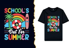 scuole su per estate vacanza maglietta design. estate rompere camicia vettore modello con colorato illustrazione.