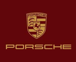 porsche logo marca simbolo con nome oro design Tedesco auto automobile vettore illustrazione con rosso sfondo
