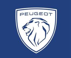 peugeot marca logo auto simbolo bianca design francese automobile vettore illustrazione con blu sfondo