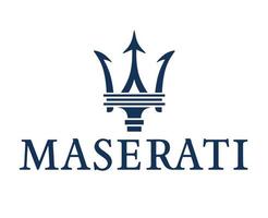maserati marca logo auto simbolo con nome blu design italiano automobile vettore illustrazione