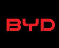 byd marca logo auto simbolo nome rosso design Cina automobile vettore illustrazione con nero sfondo