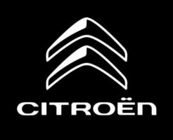 citroen simbolo marca logo bianca con nome design francese auto automobile vettore illustrazione con nero sfondo