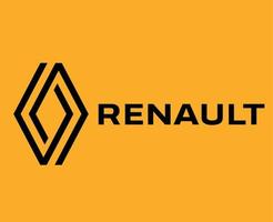 renault simbolo marca auto logo nero design francese automobile vettore illustrazione con giallo sfondo