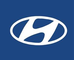 Hyundai marca logo auto simbolo bianca design Sud coreano automobile vettore illustrazione con blu sfondo