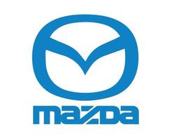 mazda logo simbolo marca auto con nome blu design Giappone automobile vettore illustrazione