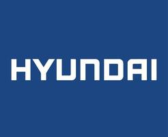 Hyundai marca logo auto simbolo nome bianca design Sud coreano automobile vettore illustrazione con blu sfondo