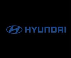 Hyundai marca logo auto simbolo con nome blu design Sud coreano automobile vettore illustrazione con nero sfondo