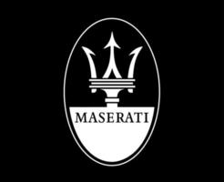 maserati marca logo auto simbolo bianca design italiano automobile vettore illustrazione con nero sfondo