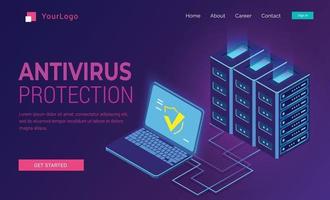 modello di pagina di destinazione isometrica di protezione antivirus vettore