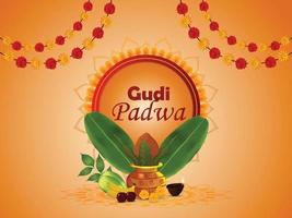 felice gudi padwa celebrazione biglietto di auguri vettore