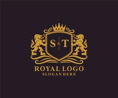 iniziale st lettera Leone reale lusso logo modello nel vettore arte per ristorante, regalità, boutique, bar, Hotel, araldico, gioielleria, moda e altro vettore illustrazione.