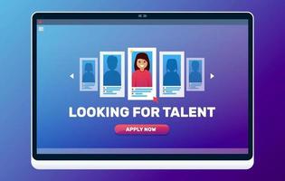 alla ricerca di talent web illustration. reclutamento aziendale. concetto di colloquio di lavoro.