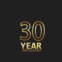 30 anni di anniversario logo modello vettoriale illustrazione design oro e nero