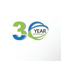 30 anni di anniversario logo modello vettoriale illustrazione design blu e bianco