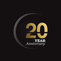 20 anni anniversario logo modello vettoriale illustrazione design oro e nero