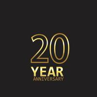 20 anni anniversario logo modello vettoriale illustrazione design oro e nero