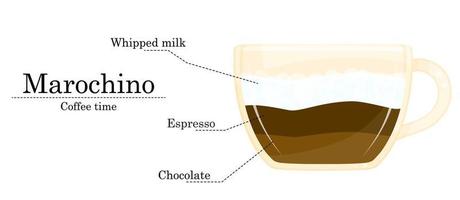 vettore illustrazione di caffè ricetta, marochino ricetta, caffè negozio illustrazione