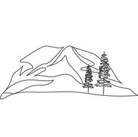 minimalista montagna linea arte, paesaggio schema disegno, sport illustrazione, vettore disegno, natura, pino albero, boschi