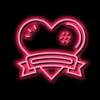 cuore con nastro logo neon splendore icona illustrazione vettore