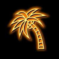 palma albero Noce di cocco neon splendore icona illustrazione vettore